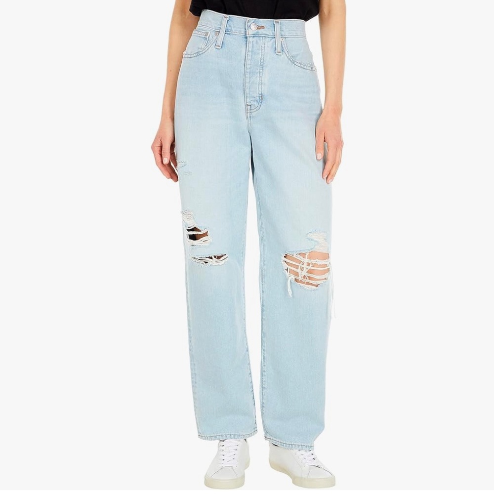 NWT Madewell size 26 the dadjean in light blue distressed denim